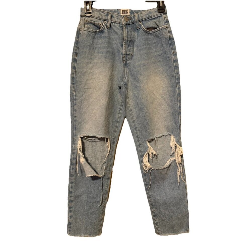 Urban Outfitters BDG Slim Straight‎ Leg Jeans Womens Distressed Raw Hem Size 25